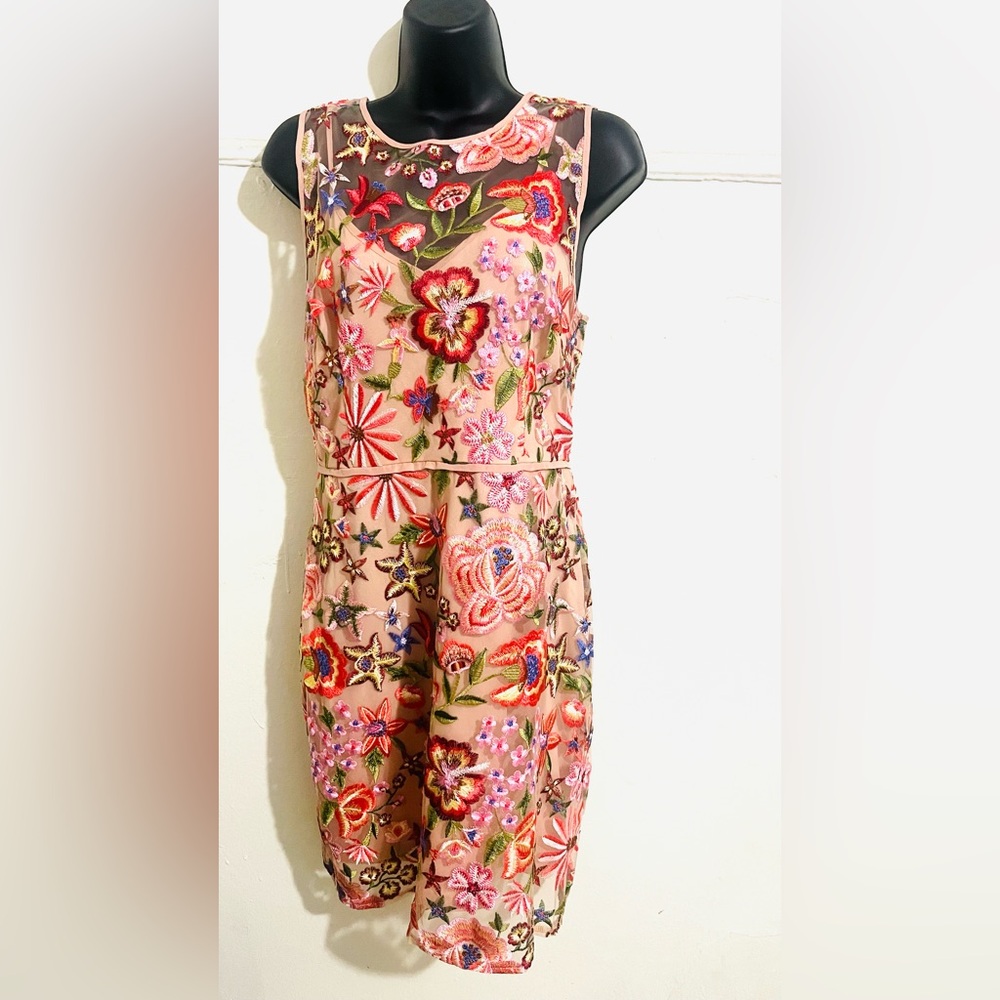 Sam Edelman Sleeveless Printed Embellished Sheath Dress.